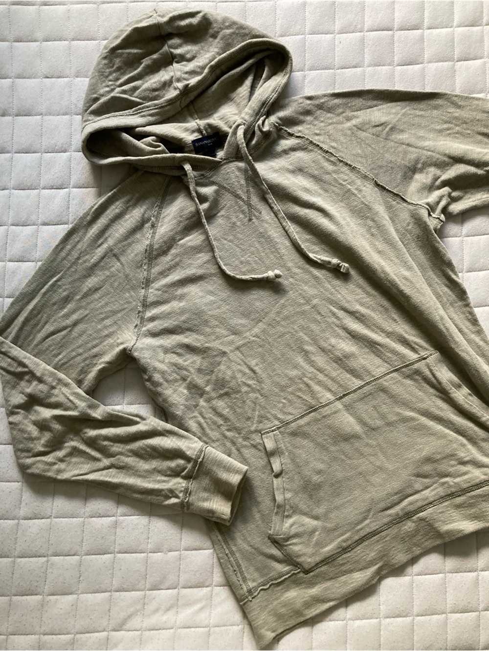 J. Crew Men’s Olive Green Pullover Hoodie with Front Pocket